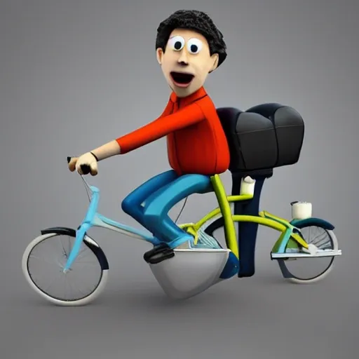 , 3D
, Cartoon
man on a bike