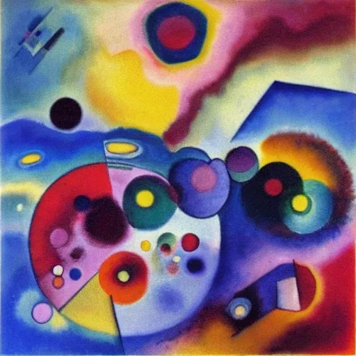 kandinsky painting with a cloudy sky, 3000x3000, Trippy