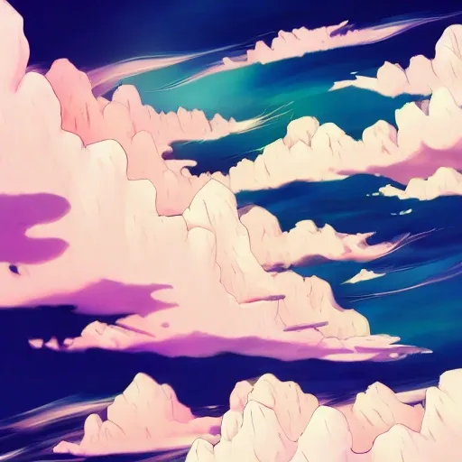 hyper wave abstract anime style, hd, (white centered pallette), pastel, 3000x3000, BREAK max. quality, surreal, euphoria scene, background cloudy sky