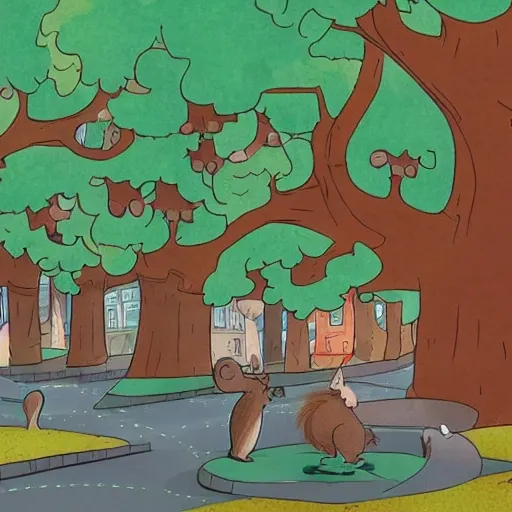 a city that is born from the trees of a magical forest in which squirrel robots live