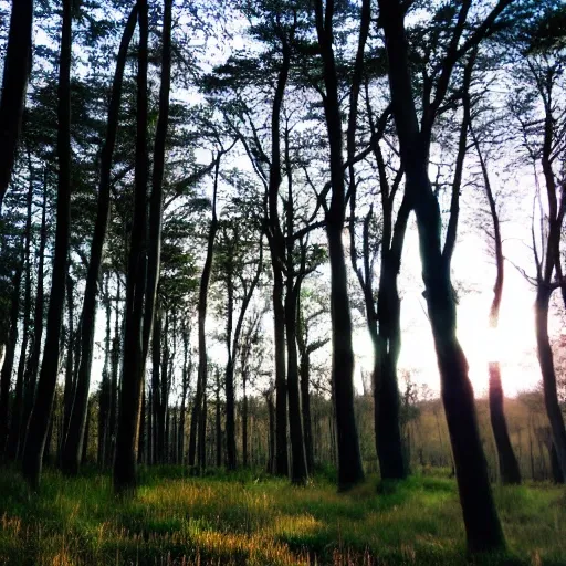 un atardecer en el bosque 