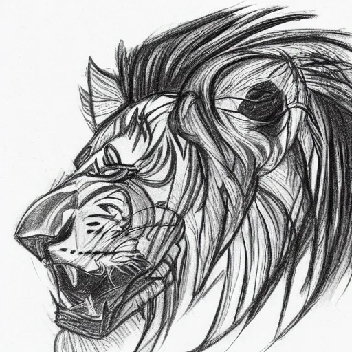 , Pencil Sketch, lion tattoo which involves City’s Gdańsk and London,, Cartoon