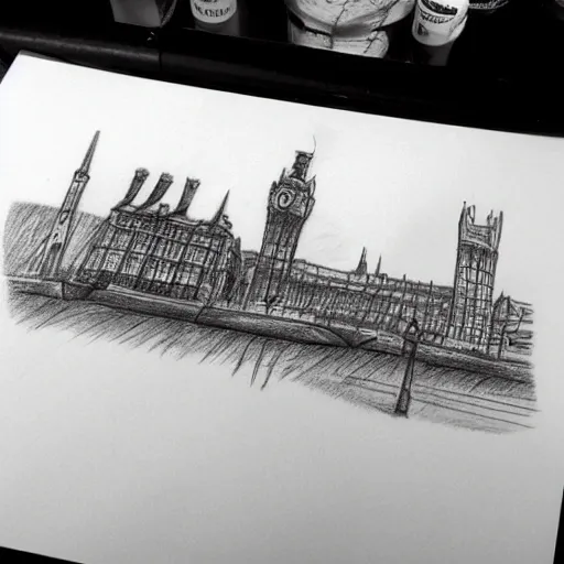 City’s Gdańsk and London tattoo, Pencil Sketch