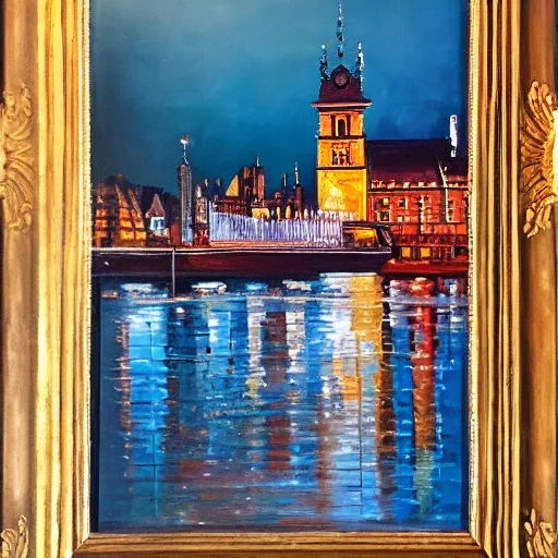 City’s Gdańsk and London, Oil Painting