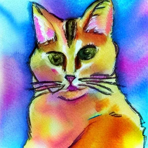 Show me a gay cat. Water Color