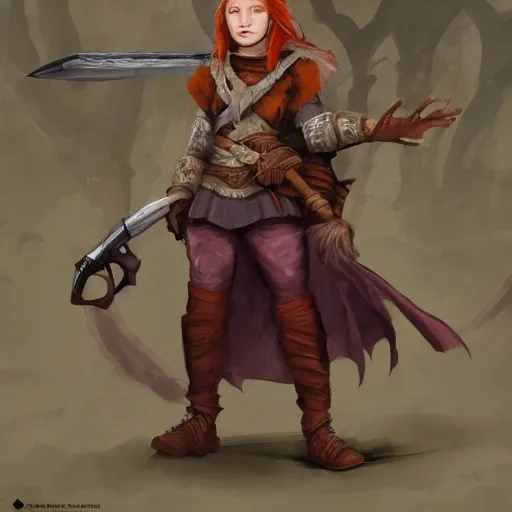 dnd portrait hunter weaponless ancient cowardly young redhead dressed in skins