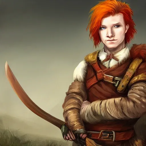 dnd portrait hunter ancient cowardly young redhead dressed in skins