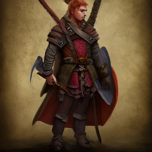 dnd portrait hunter ancient cowardly young redhead dressed in skins