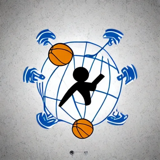 Estás trabajando en el diseño de un logo para una empresa de tecnología enfocada en el mundo del baloncesto. Tu objetivo es crear una identidad visual que represente la fusión perfecta entre la innovación tecnológica y la emoción del baloncesto. Que incorpore las iniciales JT, Cartoon