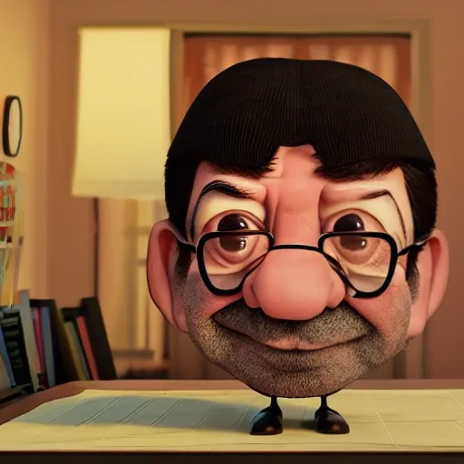 screenshot of Walter Matthau in a pixar movie. 3 d rendering. unreal engine. amazing likeness. very detailed. cartoon caricature. 