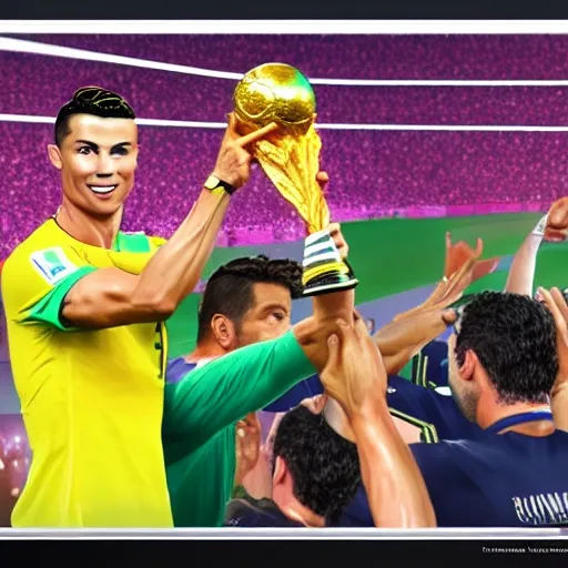 Cristiano ronaldo lifting world cup, 3D