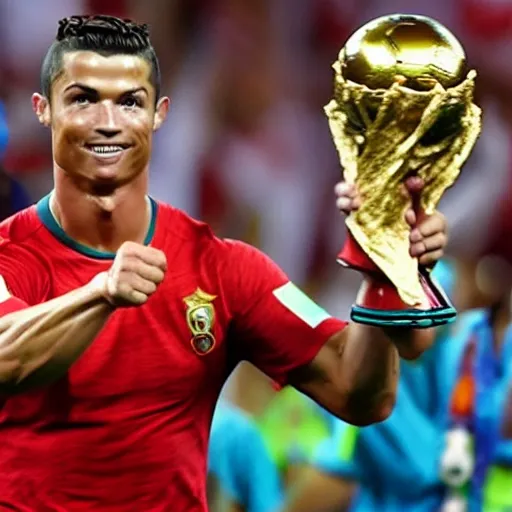 Cristiano ronaldo lifting world cup