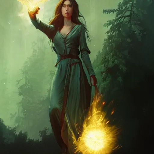 a female wizard casting a green fireball | | pencil sketch, realistic shaded, fine details, realistic shaded lighting poster by greg rutkowski, magali villeneuve, artgerm, jeremy lipkin and michael garmash and rob rey 