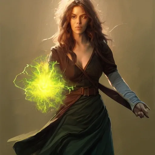 a female wizard casting a green fireball | | pencil sketch, realistic shaded, fine details, realistic shaded lighting poster by greg rutkowski, magali villeneuve, artgerm, jeremy lipkin and michael garmash and rob rey 