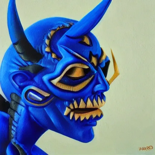 blue Demon, 3D, Oil Painting