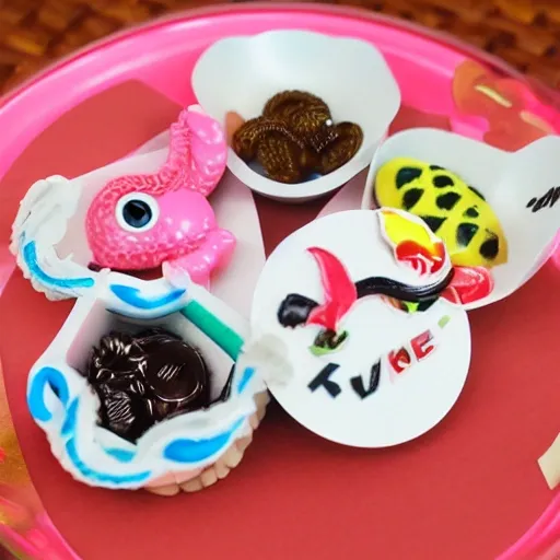 a little dragon lies on Korean sweets, 3D