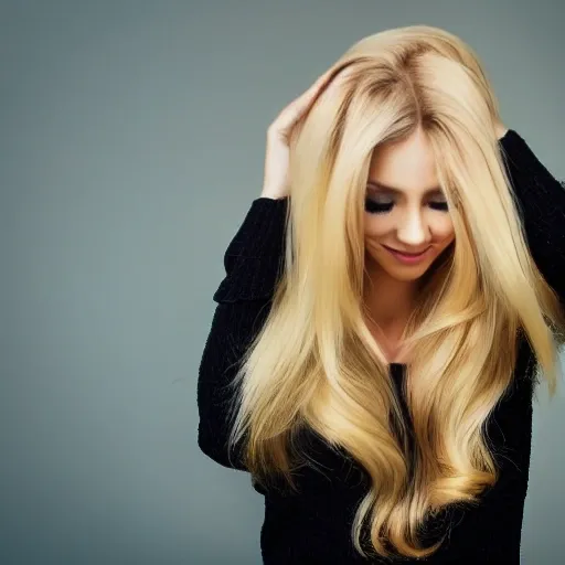 beautiful woman collecting her blonde hair, Pencil Sketch