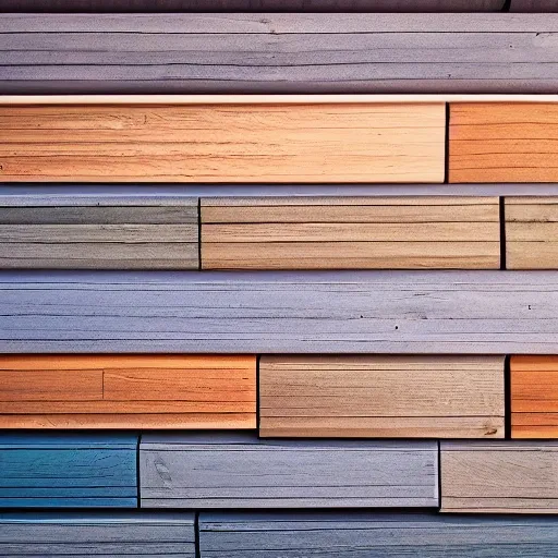 wooden wall decoration whith geometry, pastel colors, high resolution, soft light, sunset light