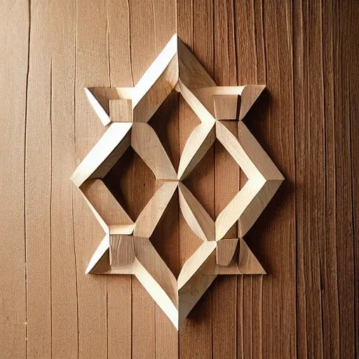 wooden wall decoration whith geometry
