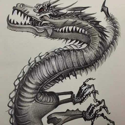 dragon skeleton drawing