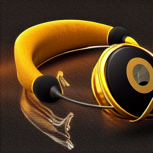  golden headphones on a black background and the words Sonic Bives in the background
