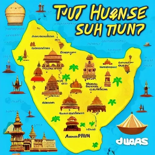 treasure hunt map set in south india . It should have Idlis and Dosas

