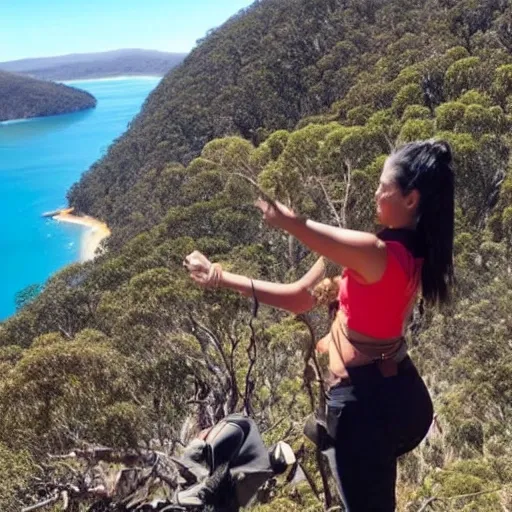 Hiperrealista mujer llegando a Australia 