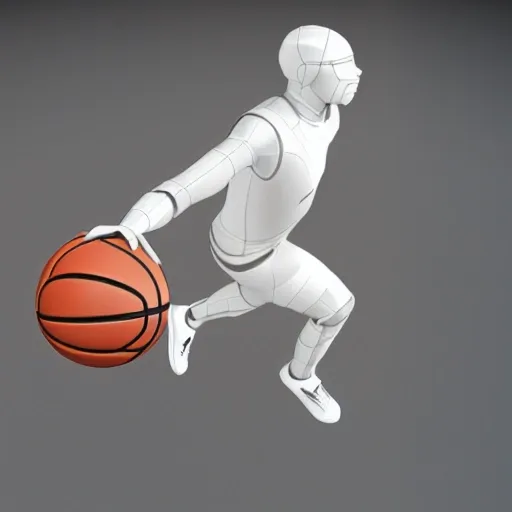 Cyborg, basketball, jump, 3D