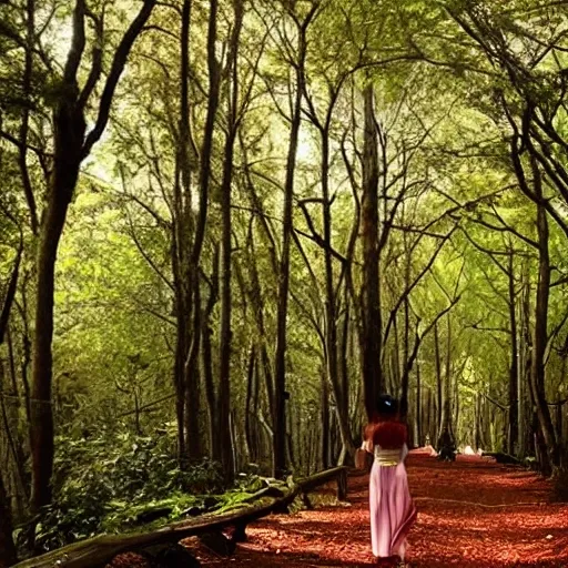 Imagina una hermosa escena en el bosque, con árboles altos y un cielo despejado. En el centro, coloca a dos amigos animales sonrientes, un conejito y un ratoncito, que se miran con curiosidad y alegría. Agrega el título "Aventuras en el Bosque Encantado" en letras grandes y llamativas.