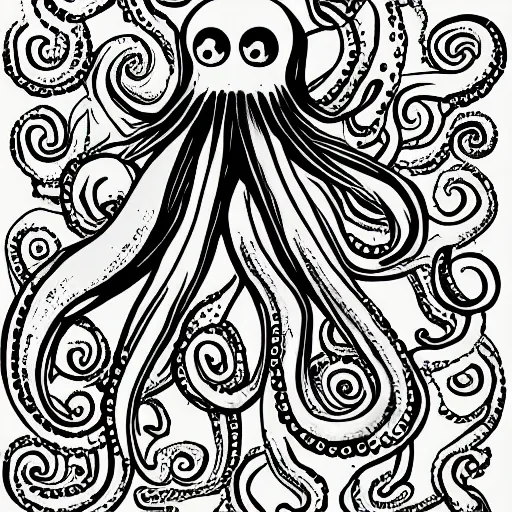 , Cartoon, drawing, octopus, painting book