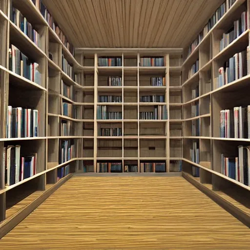 Inside of Modern library from a house in the night., 3D, Trippy