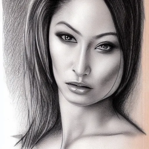 hermosa mujer asiatica de cuerpo precioso, Pencil Sketch - Arthub.ai