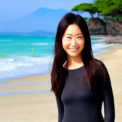 reality,japan,beach,smile,surfer,beautifulwoman,best quality,japanese actress face,