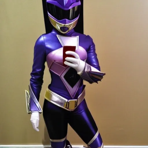 una foto de un power ranger sin mascara tomando un cafe de nespresso