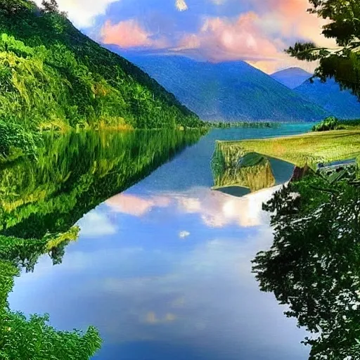 Imagine a beautiful lake. At the end of the lake, there is a sta ...