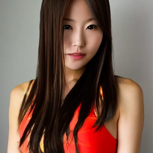 "Generate an image of a beautiful Japanese girl who is a surfer. Her face should have features that are admired by non-Japanese, and her body should also be in a style that is preferred by non-Japanese. She should be dressed in a bikini.a girl in her twenties.The face is that of a Japanese actress.The face resembles that of a cute, well-groomed Japanese actress."