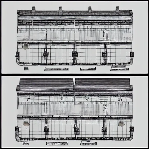 plan of the first and second floor of a big pub with a dancefloor on the first floor, and a balcon for smokers, a zone for games in the second floor and bathrooms in both, 3D