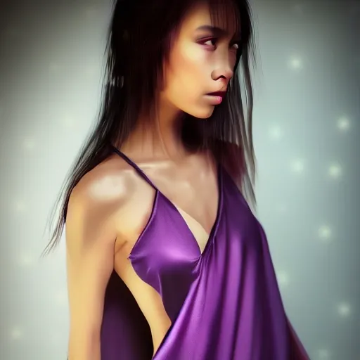 half nude,(in the dark:1.6), Hyperrealist portrait of female ,fantasy art, photo realistic, dynamic lighting, artstation, volumetric lighting, very detailed faces, 8k, award winning, 1girl,vietnamese,in the dark, deep shadow, low key,((sexy)(very thin)(purple sexy nightgown)(muslin)) ,very long hair,black hair,cute face,full body, penetration,silk,seduction,captivating goddess , purple hair pins,Canopy bed,<lora:xxmix9realistic_v26:0.6:MIDD>