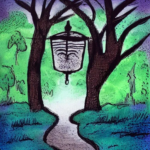 Create an illustration that represents the value of integrity using pastel colors and water techniques. The image should depict a person walking down a solitary path in the midst of a natural landscape. The person should be holding a lantern in their hand, symbolizing the light of truth and honesty. The person should be surrounded by trees and plants, representing nature and life. The image should convey the idea that integrity is a value that is cultivated in solitude and is essential for maintaining harmony and balance in life., Cartoon