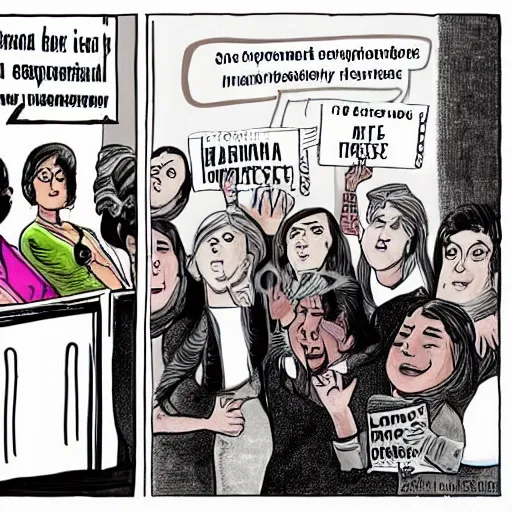 genera una imagen donde se exprese el movimiento feminista, Cartoon