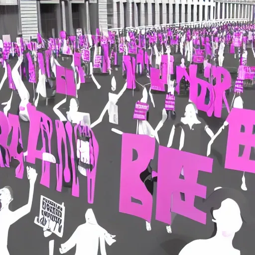 genera una imagen donde se exprese el movimiento feminista en español, 3D