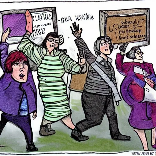 genera una imagen donde se exprese el movimiento feminista, Cartoon