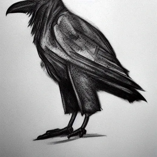 , Pencil Sketch, tattoo of a raven 