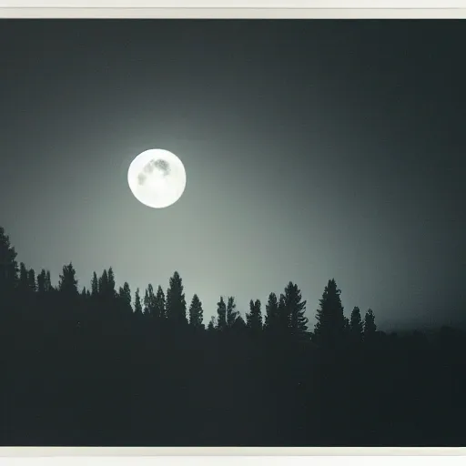 wolfman in dark and smokey night, landscape, a lot of trees,  white moon