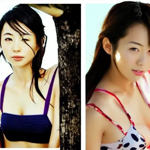 japanese girl.face of famous actor,beauty.beach.Charm.bikini.real.cute.upper.valley.