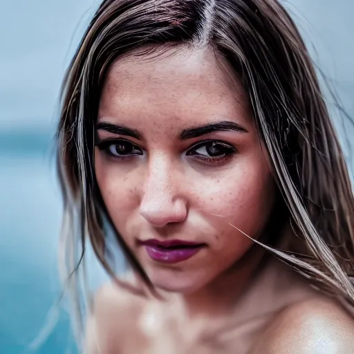 adorable mujer con un bikini transparente,  coletas, superlinda, estilo analógico, estilo de sesión de modelos, rostro perfecto, ojos marrones perfectos, detallado e intrincado, antecedentes escolares ((piel muy detallada, 8K UHD, DSLR, alta calidad, grano de película, Fujifilm XT3, enfoque hipernítido))