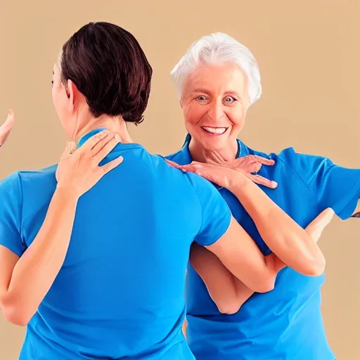 Two physical therapists leaning back to back, holding a picture frame, logo, 8k, Pencil Sketch