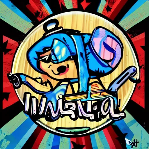 cartoon, urban, baby wolf dj, music, reggaeton, tijuana mexico, blue