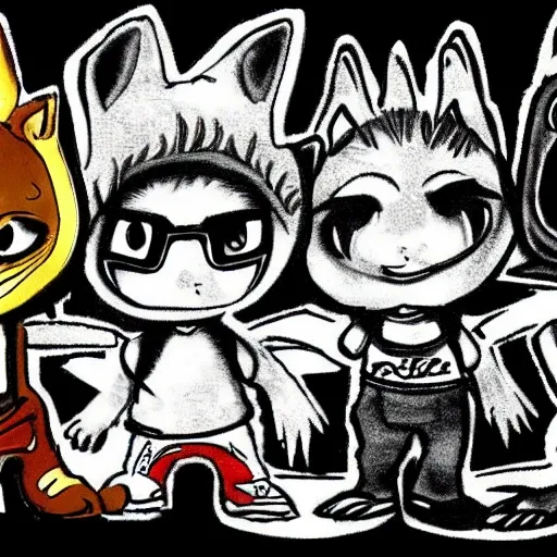 cartoon, baby wolf dj, music, reggaeton, tijuana mexico, blue