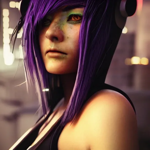 side close up portrait of 1 cyberpunk girl, detailed face, spotlight, cyberpunk city, wired, multicolored, vibrant high contrast, hyperrealistic, photografic, 8k, epic ambient light, octane render, 3D